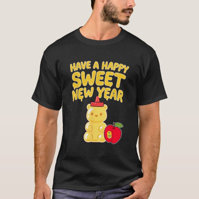 Camiseta Rosh Hashanah Happy Sweet New Year Honey Bear Jewi (Anverso)
