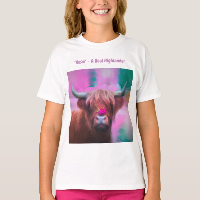 Camiseta "Rosie of the Highlands" – Highland Cow Portrait (Anverso)
