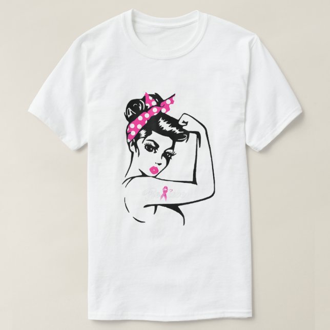 Camiseta Rosie Riveter cree que el cáncer de seno de la cin (Diseño del anverso)