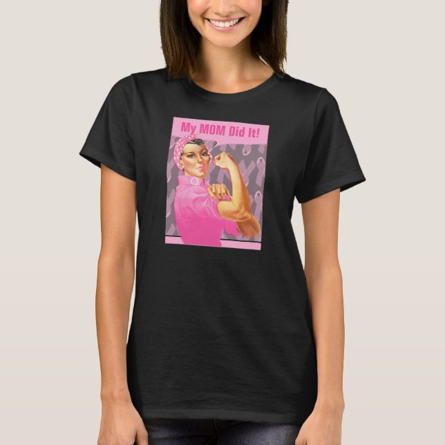 Camiseta Rosie Riveter Personalizado Cancer (Anverso)