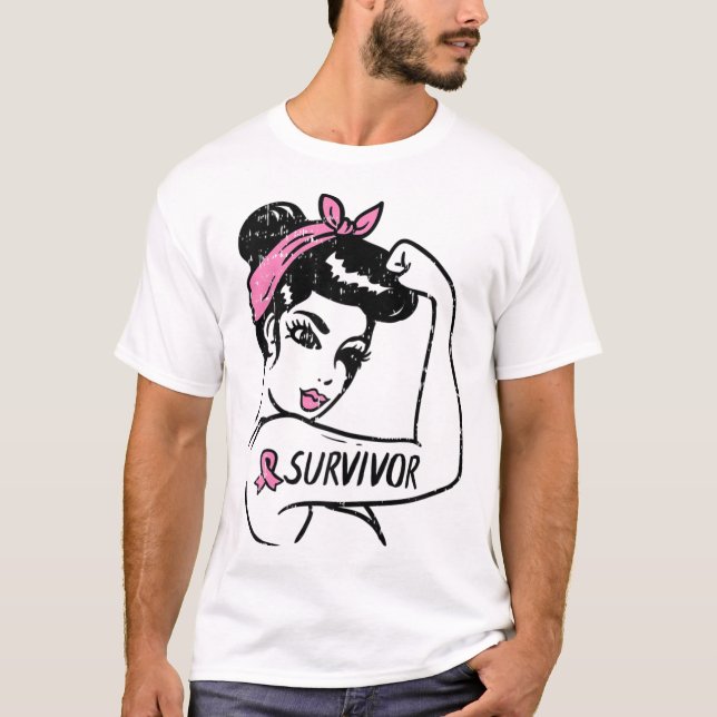 Camiseta Rosie Riveter, superviviente del cáncer, Mujeres d (Anverso)