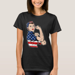 Camiseta Rosie The Riveter Bandana Feminist USA Flag 4of