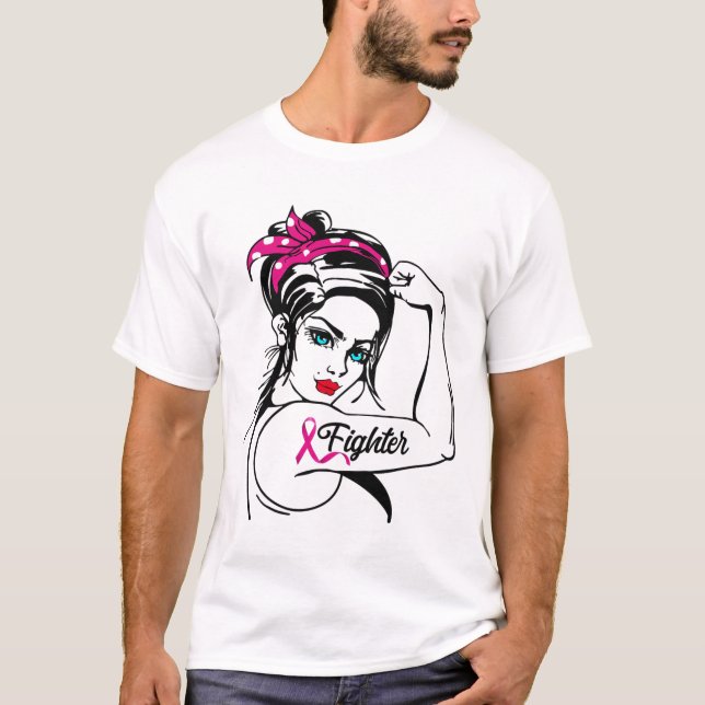 Camiseta Rosie The Riveter Breast Cancer Awareness (Anverso)