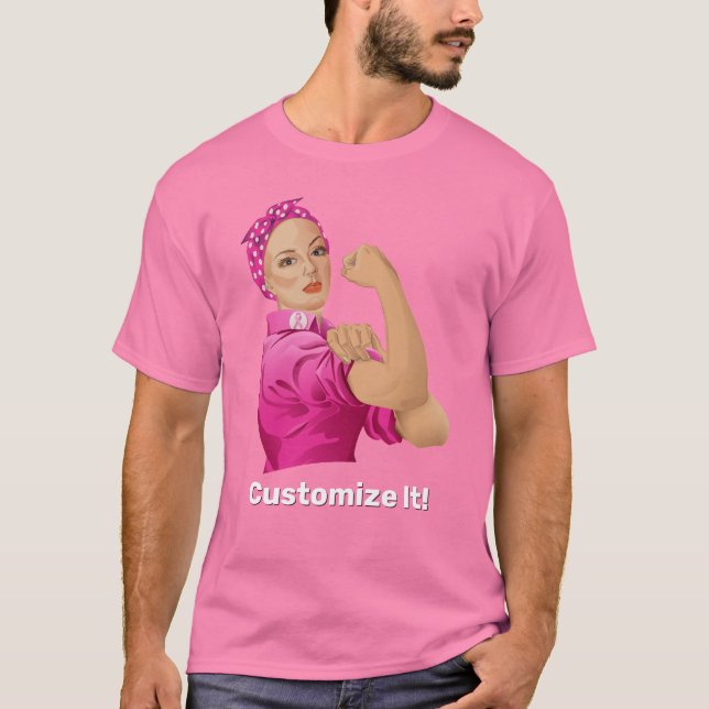 Camiseta Rosie the Riveter Breast Cancer Awareness (Anverso)