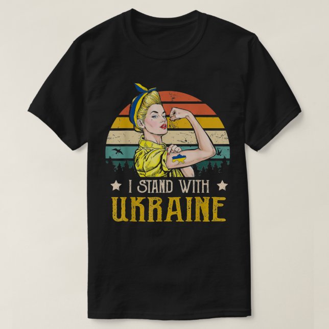 Camiseta Rosie The Riveter Costume Ucrania Bandera Femenina (Diseño del anverso)