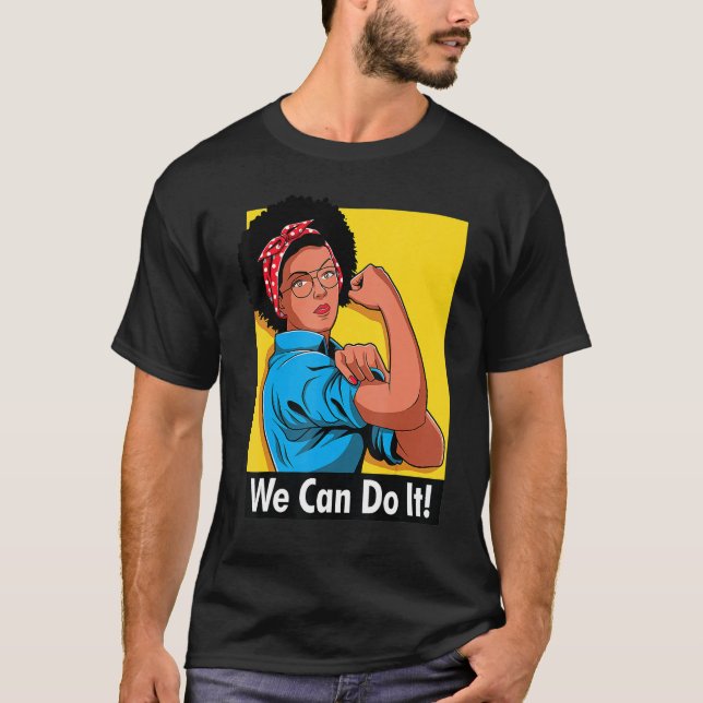 Camiseta Rosie The Riveter Podemos Hacerlo Afro-Americano (Anverso)