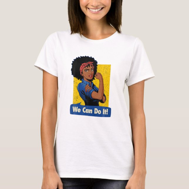 Camiseta Rosie The Riveter Shirt Black Strong Women We Can  (Anverso)