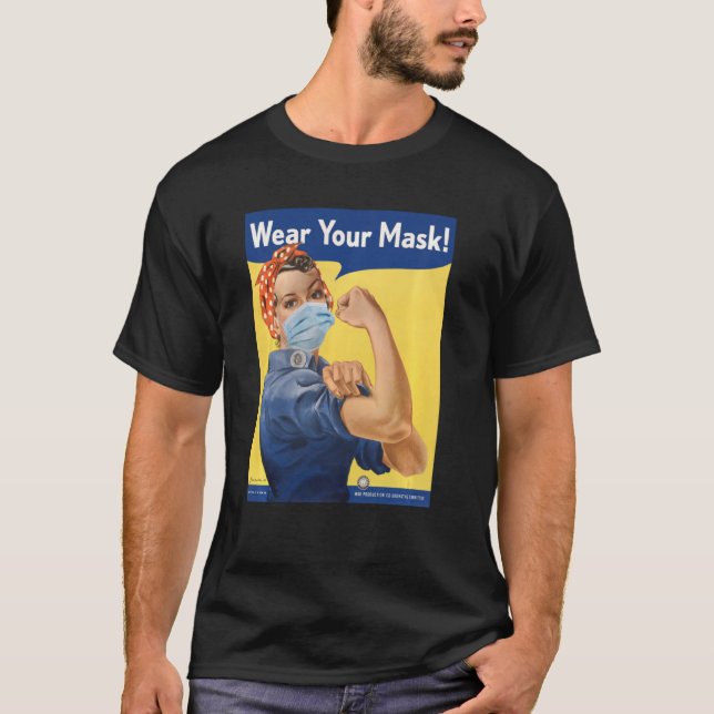 Camiseta Rosie The Riveter Usa Tu Máscara De Cara Detener L (Anverso)