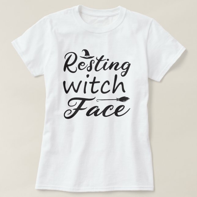 Camiseta Rostro de Bruja Descansando Halloween (Diseño del anverso)