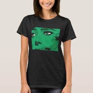 Camiseta Rostro de mujer Pop-Art en verde vívido