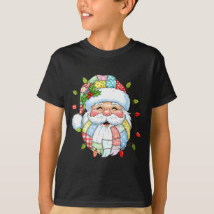 Camiseta Rostro de Santa Antiguo Luces Divertidas de Santa