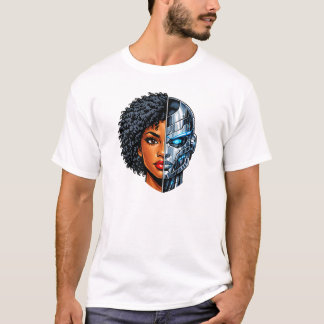 Camiseta Rostro medio humano medio cyborg | Ciencia ficción