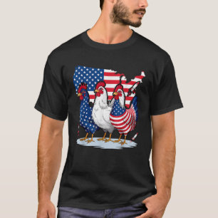 Camiseta Rostro patriótico del Rojo Blanco Pollo 4 de Ju