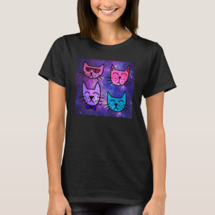 Camiseta Rostros de gato de Guay en un fondo espacial