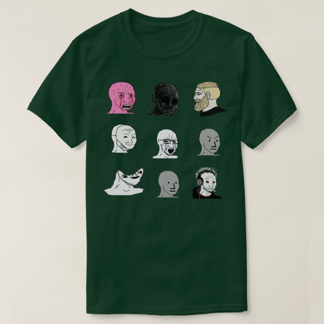 Camiseta Rostros de la edición de 4chan Starter Pack NPC (Diseño del anverso)