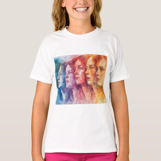 Camiseta Rostros de las mujeres - Pintura de acuarela (Anverso)