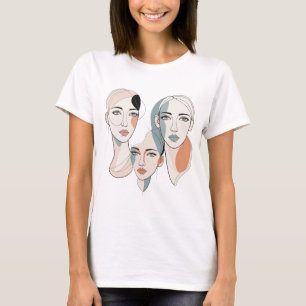 Camiseta Rostros de línea continuos