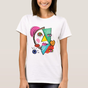 Camiseta Rostros femeninos artísticos abstractos modernos