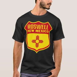 Camiseta Roswell Nuevo México Bandera Retro Escudo Rojo