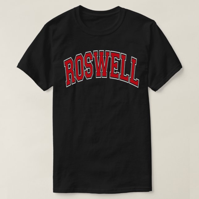 Camiseta Roswell Nuevo México NM Varsity Estilo Red Tet Pul (Diseño del anverso)