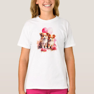 Camiseta Rosy Puppy Love Watercolor