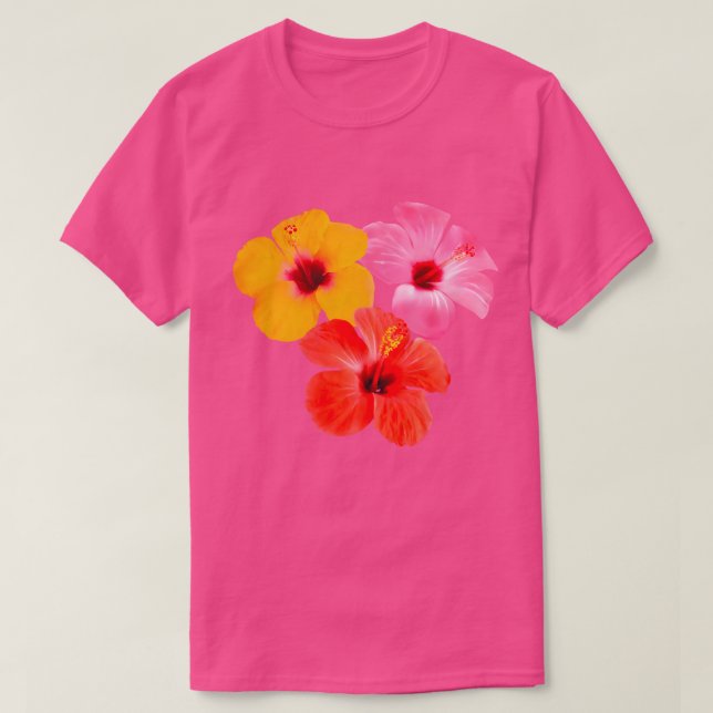 Camiseta Rot Orange Pink Hibiskus Blumen (Diseño del anverso)