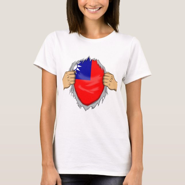 Camiseta Rota Bandera Taiwanesa Dentro (Anverso)