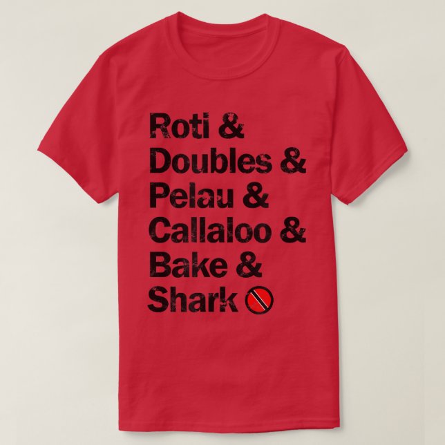Camiseta Roti & Pelau & Callaloo & Bake & Sharkcu (Diseño del anverso)