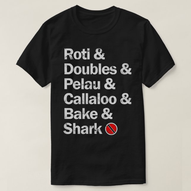 Camiseta Roti & Pelau & Callaloo & Bake & Sharkin (Diseño del anverso)