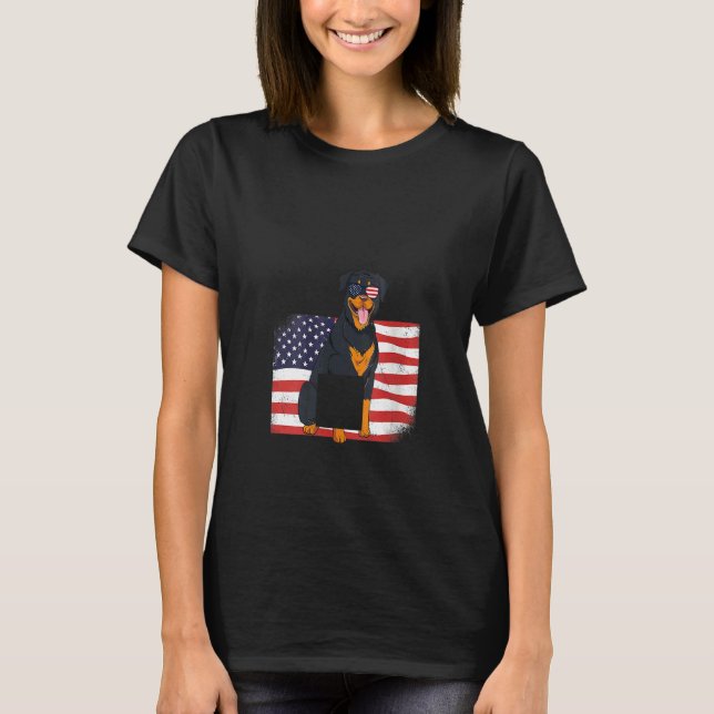 Camiseta Rottie Dad Amp Mom American Flag 4 De Julio Estado (Anverso)