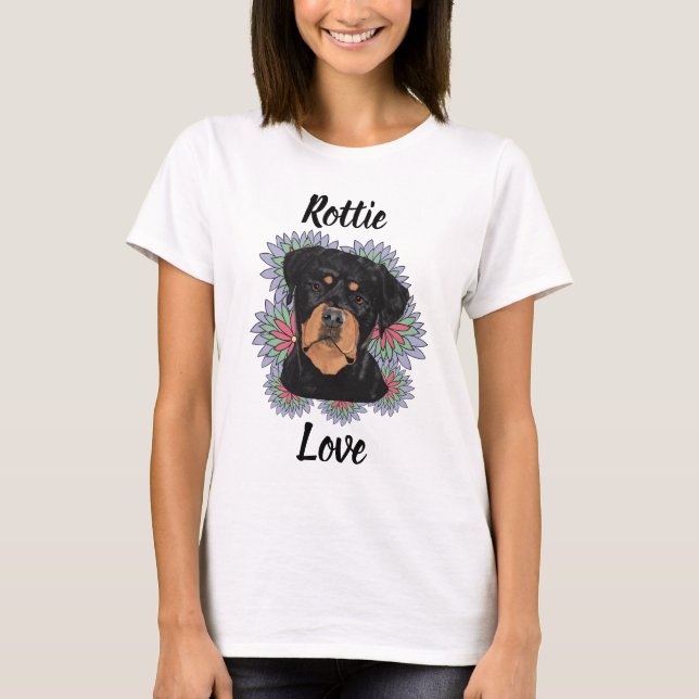 Camiseta Rottie Love T-Shirt – Whimsical Rottweiler Art (Anverso)