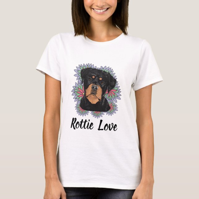 Camiseta Rottie Love T-Shirt – Whimsical Rottweiler Art (Anverso)