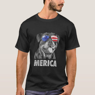 Camiseta Rottweiler 4 de julio Merica Hombres Bandera Ameri