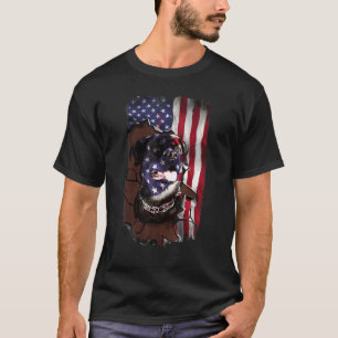 Camiseta Rottweiler Bandera Americana Perro 4 De Julio