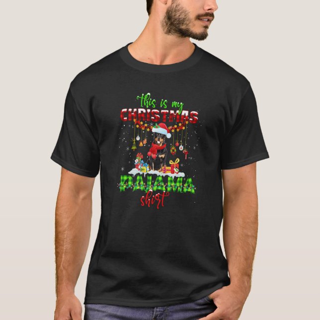 Camiseta Rottweiler Christmas Santa Hat Dog Xmas Men Women  (Anverso)