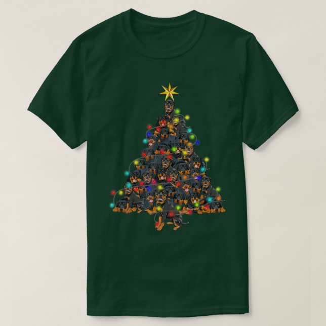 Camiseta Rottweiler Christmas Tree shirt  (Diseño del anverso)