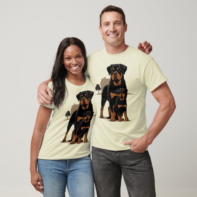 Camiseta Rottweiler Dad - Protection - Son - Home - Family (Unisexo)