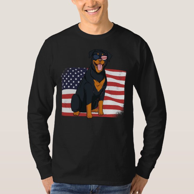 Camiseta Rottweiler Dad Y amp Mom American Flag 4 De Julio (Anverso)