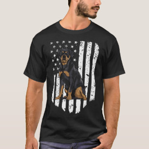 Camiseta Rottweiler De Bandera Blanca Estadounidense Negra