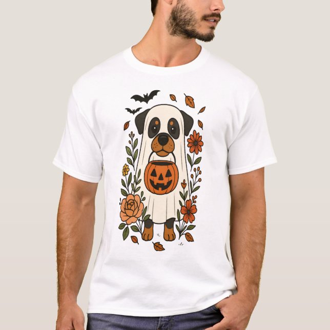 Camiseta Rottweiler de Halloween con Flores (Anverso)