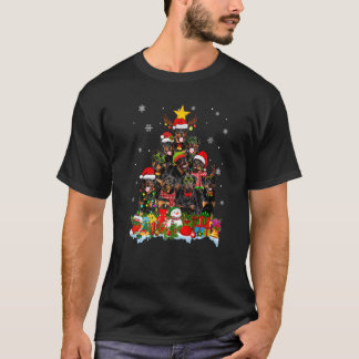 Camiseta Rottweiler Dog Christmas Tree Lights Xmas Santa Ha