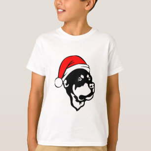 Camiseta Rottweiler Dog con Navidades rojos Santa Hat