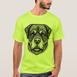Camiseta Rottweiler Dog Face - Black Line Art