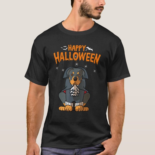 Camiseta Rottweiler Dog Halloween Costume Vampiro Drácula (Anverso)