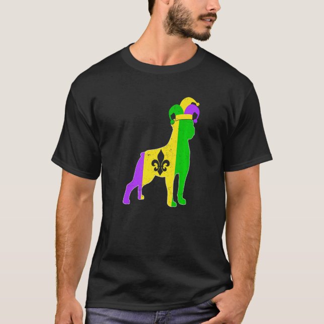 Camiseta Rottweiler Dog Mardi Gras Carnivals Funny Puppy Je (Anverso)