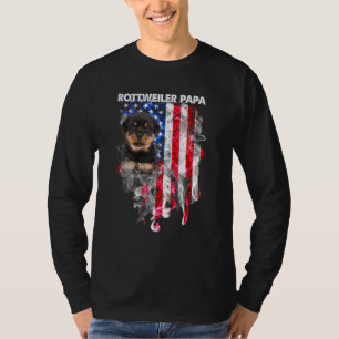 Camiseta Rottweiler Dog Papa Usa Bandera Feliz Día del Padr