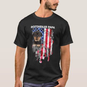 Camiseta Rottweiler Dog Papa Usa Bandera Feliz Día del Padr