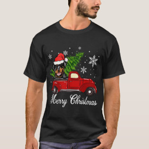 Camiseta Rottweiler Dog Riding Red Truck Navidades Decorati