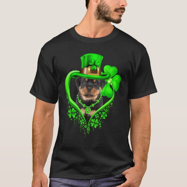 Camiseta Rottweiler Dog St Patricks Day Lover Irish Shamroc (Anverso)
