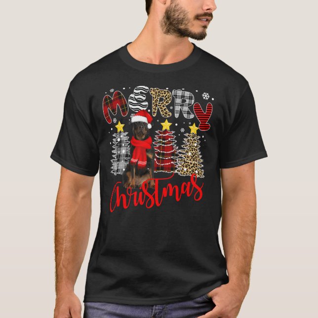 Camiseta Rottweiler Dog Tree Lighting Rottweiler Christmas (Anverso)